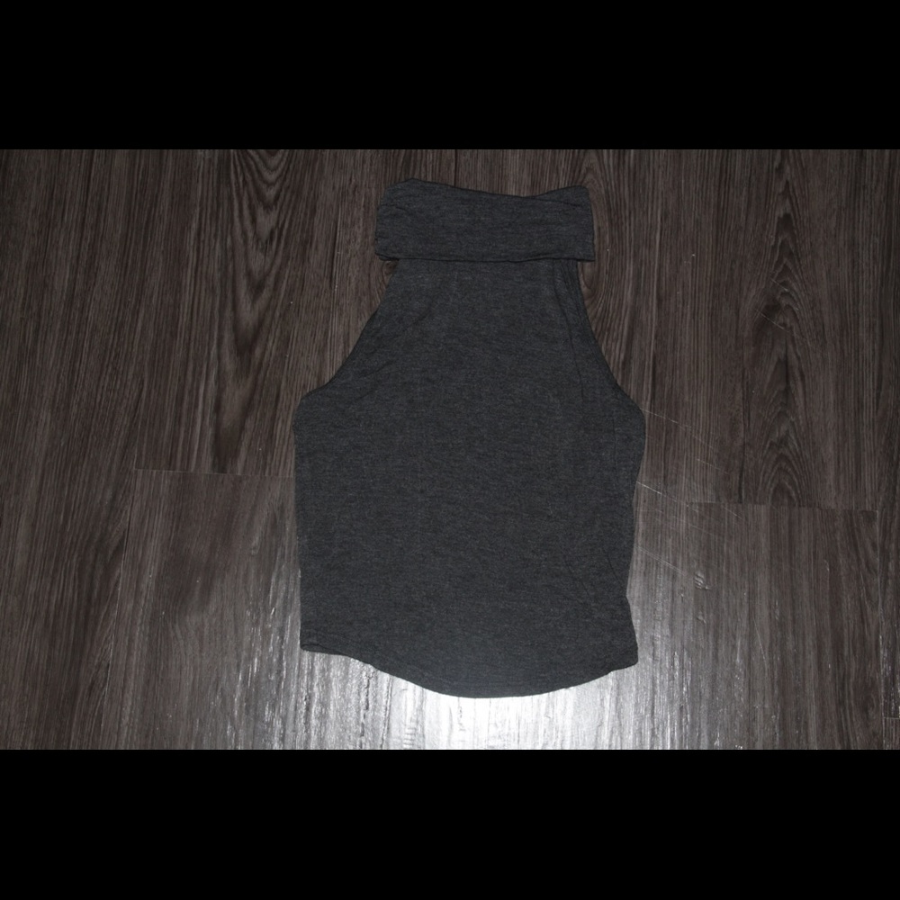 Trendy Crop Top Turtle Neck in Grey